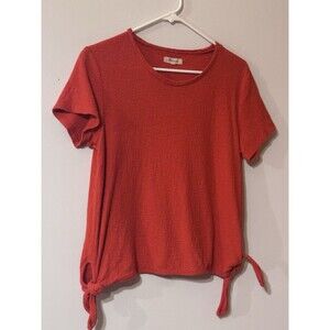Madewell Women's Texture & Thread Modern Side-Tie Red T-Shirt Size Medium